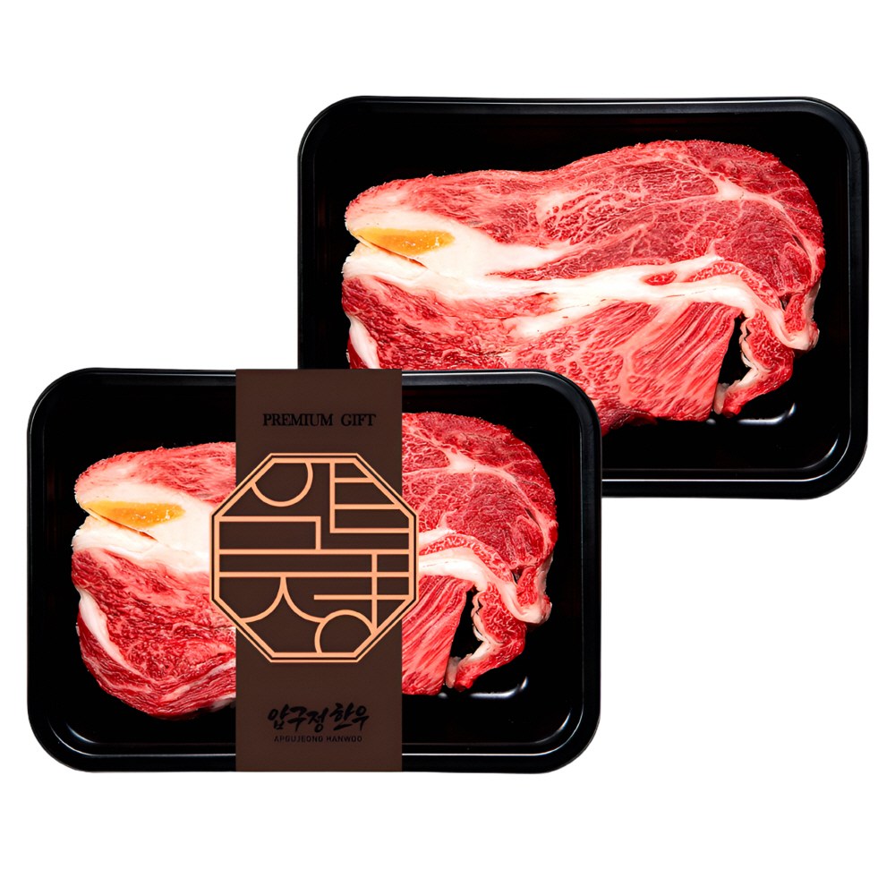 1++등급 한우 등심 400g(200gx2) | 구이용 스테이크 꽃등심 설로인 고급 마블링 좋은 바베큐 캠핑 투뿔 한우 마장동 프리미엄 소고기 추천 [냉장] 압구정한우 77,430원