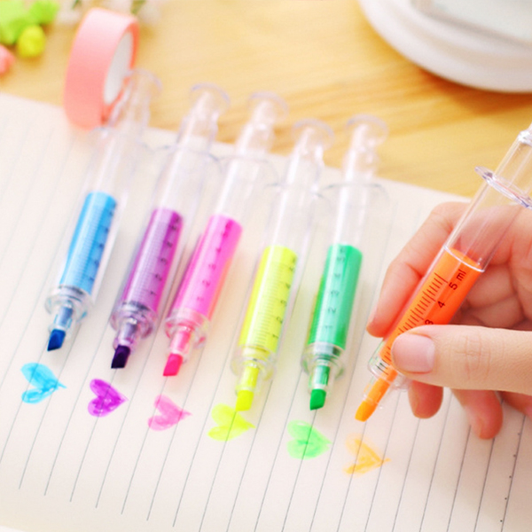 5시 당일출고 FOOI 앙증깜찍 주사기 형광펜 6종 세트 네온컬러 빠른배송, 6색 1세트 4,990원