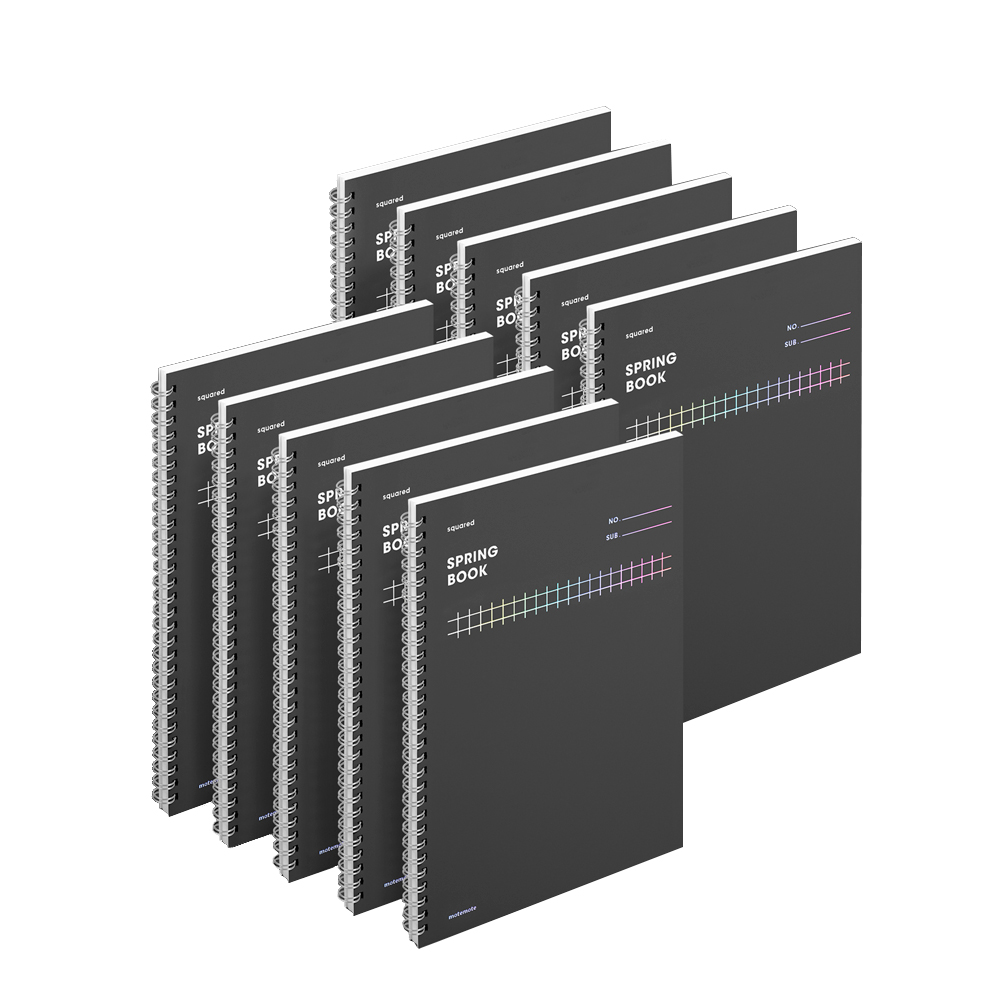 모트모트 두꺼운 스프링 노트 유선 스퀘어드, 다크호스, 10개 35,200원