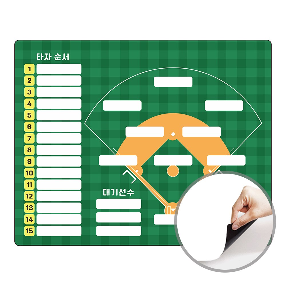 붙이는 고무자석 4가지 색상 야구 경기 상황판 전술판 주문제작 맞춤 화이트보드 칠판 400x320 48,100원