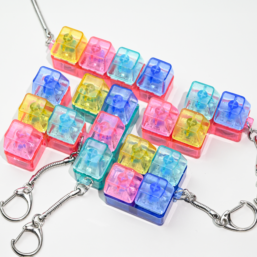 LED 글리터 테트리스 키캡 딸깍이 키링 세트 키보드 열쇠고리 피젯토이, 1세트, 혼합색상 12,900원