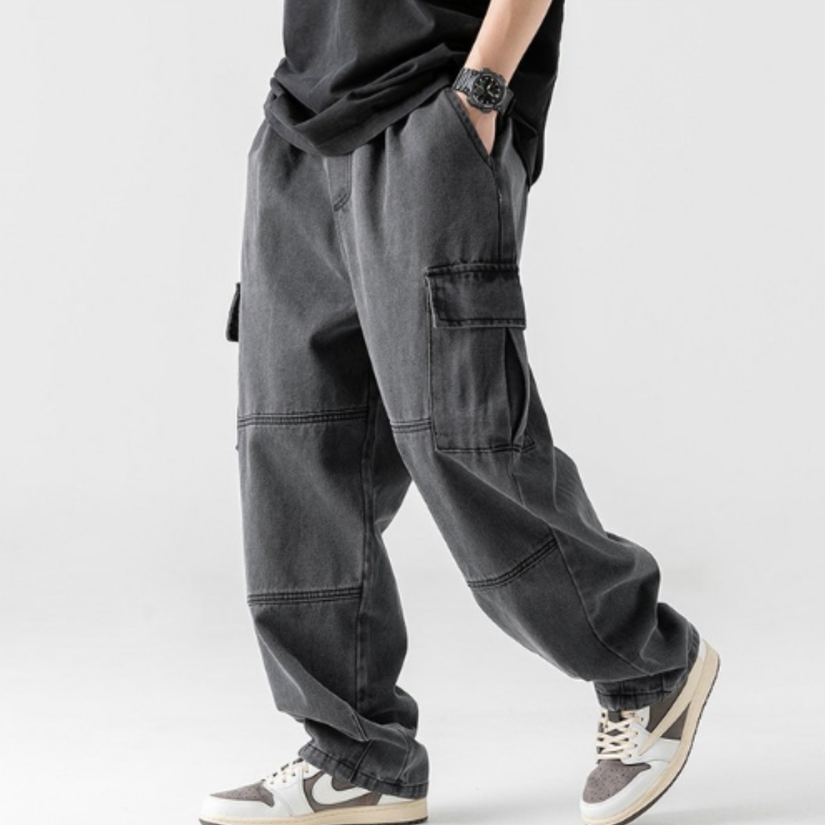 코디코치 남성 청화 복고 바지 캐주얼 와이드 카고 워싱 데님 팬츠 29,900원