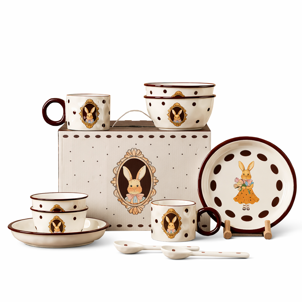 메블르 래빗 2인 식기 도자기 선물세트 공기 (2P)+대접 (2P)+접시 (2P)+머그컵 (2P)+숟가락 (2P)+선물박스 포장, 1세트, 2인 식기 10P, 래빗 58,900원