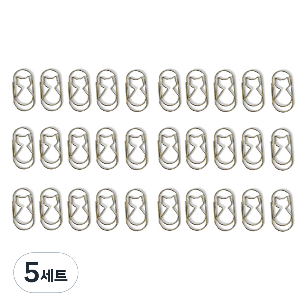 문구담 세련된 컬러 뚱클립 고양이 실버 30p, 5세트 44,500원
