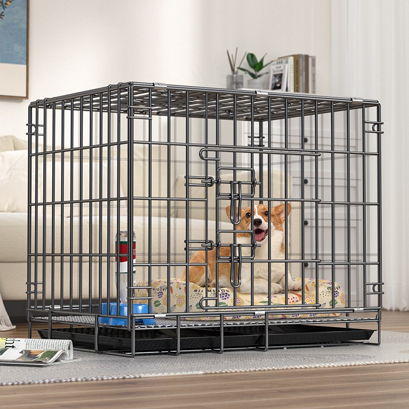 LOVFIR 강아지 고양이 철장 | 접이식 철제 펫 케이지 이중문 설계 배변판 포함 실내용 반려동물 우리 다용도 케이지 21,800원