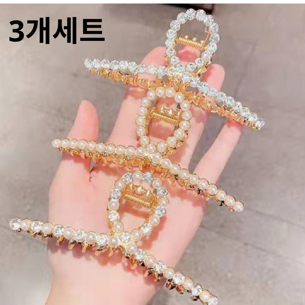 투율 [2개세트] 진주 메탈 꽃 나비 집게핀  tw0929 15,900원