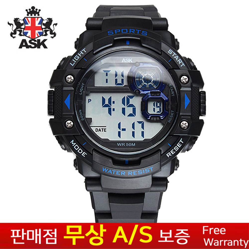 [ASK][에스크][무상AS] 남성남자 군인군대 학생아동용 우레탄밴드 스포츠 아웃도어 전자손목시계 SK346B 22,900원
