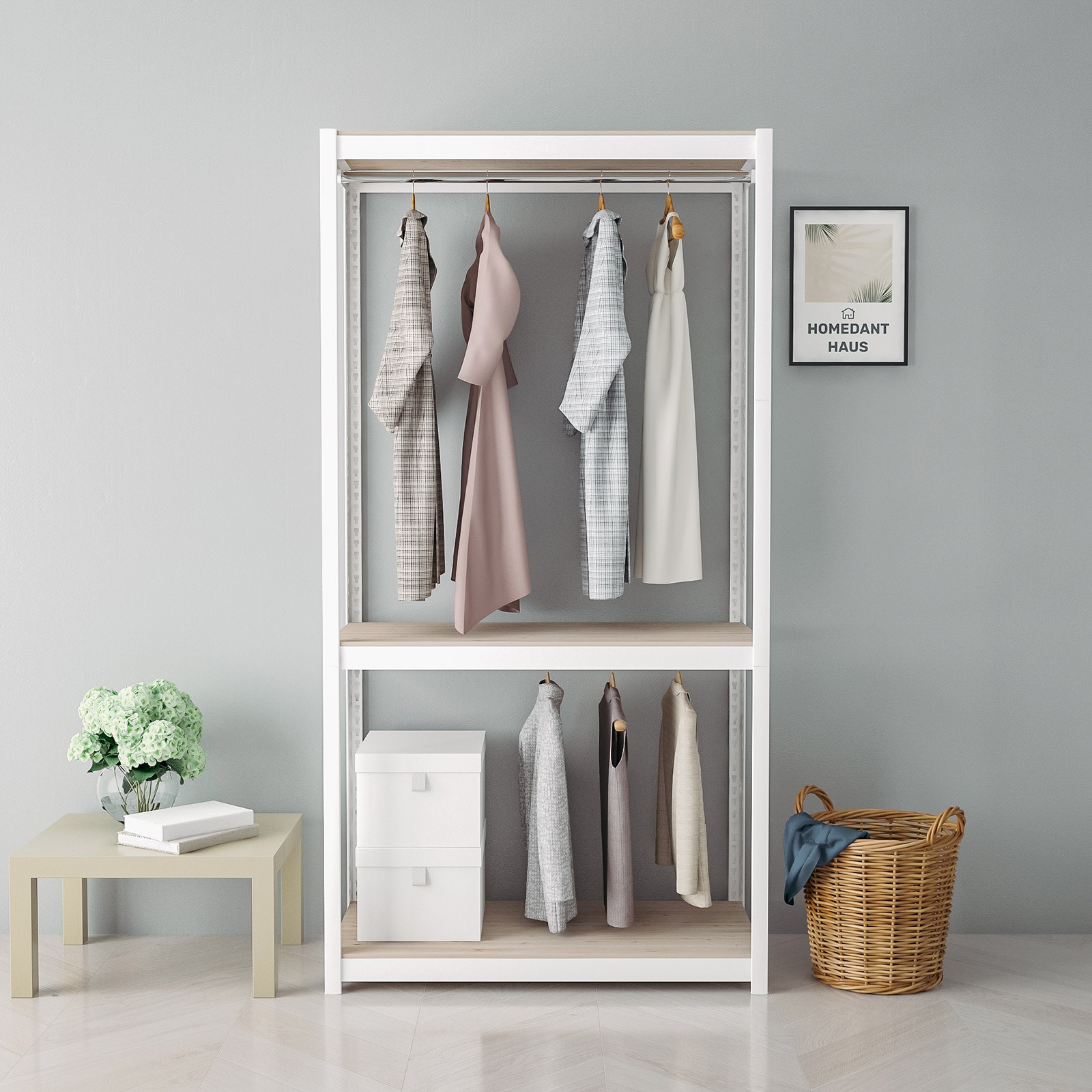 홈던트하우스 국내 제조 스피드랙 업그레이드형 홈던트하우스 무볼트 조립식 행거 112,000원