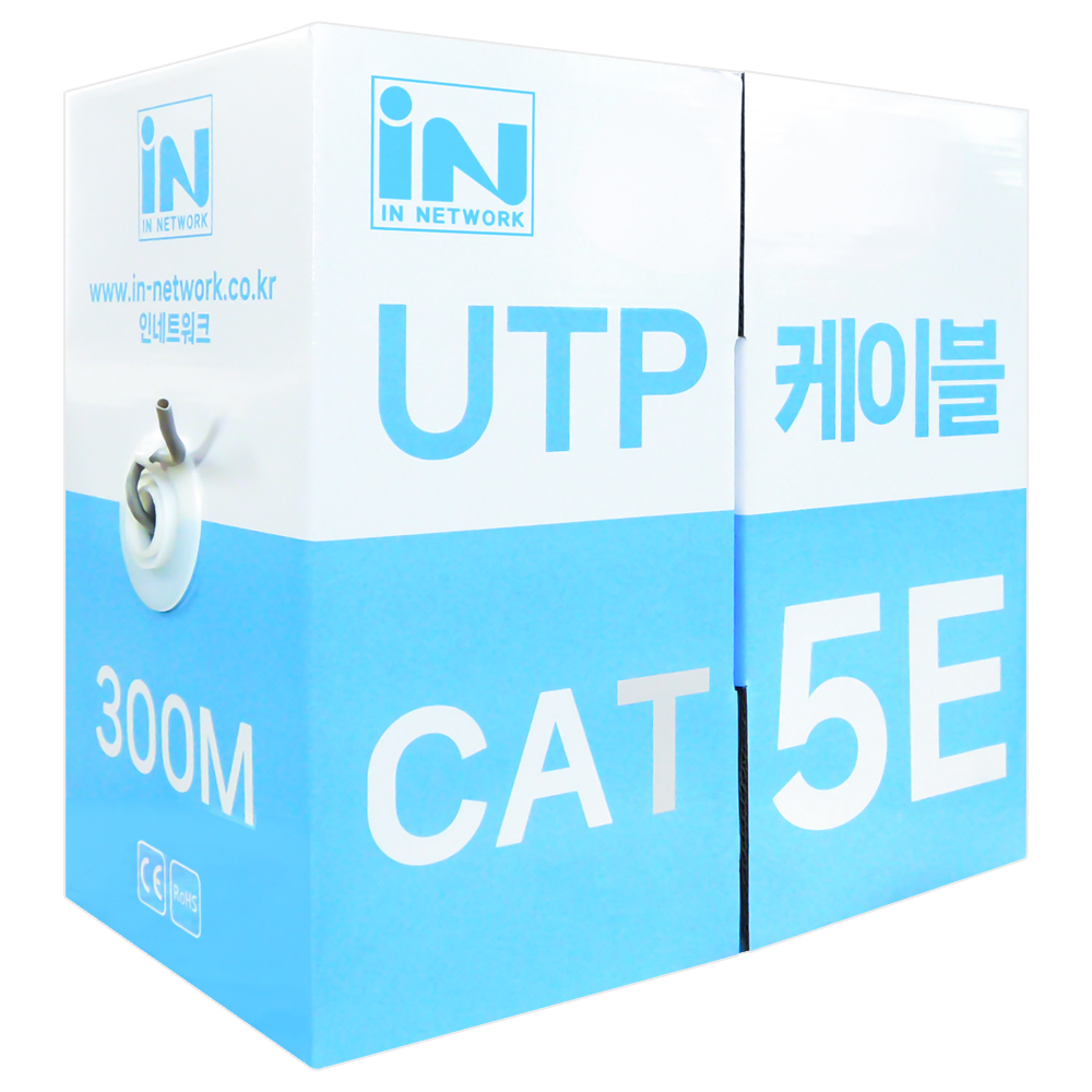 인네트워크 CAT.5E 제작용 박스형 랜케이블 IN-5UTP300M, 그레이, 1개 38,600원