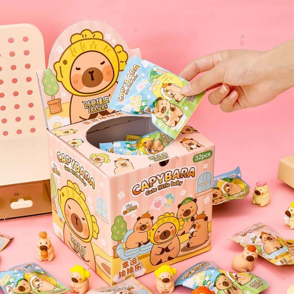카피바라 지우개 뽑기 32pcs 세트 랜덤상자 럭키박스 캐릭터 동물 지우개 학원 행사 사은품, 32개, 8 21,800원