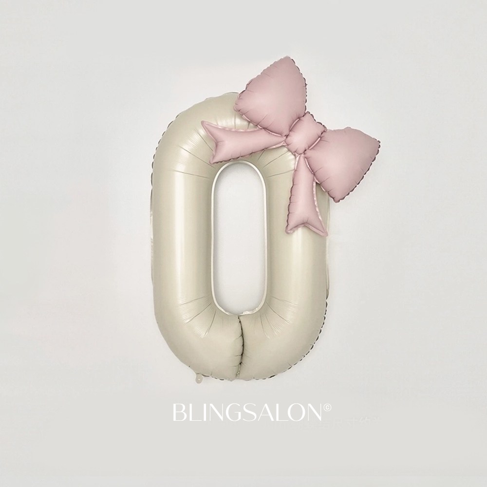 블링살롱 핑크 베이지 대형 숫자풍선 40인치 리본 데코 생일파티 돌잔치 포토존 파티 풍선, 숫자 0 7,900원