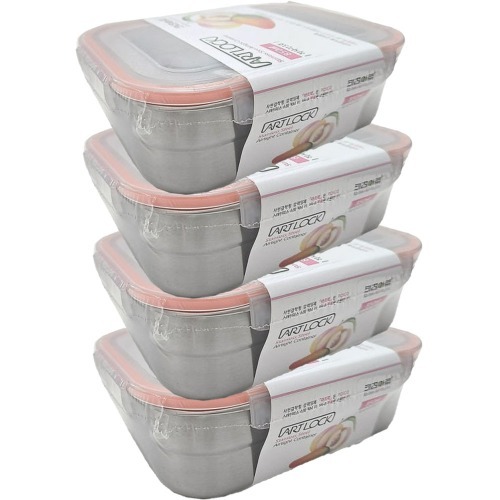 아트락 스텐밀폐 직사각 3호 850ml 4개 6977-4/ 키친아트 찬통 반찬 용기 냉장고 49,920원