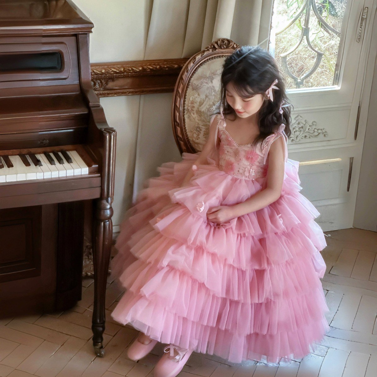 상상키즈 여아 핑크 캉캉 샤 프린세스 드레스, 현재가 52,580원