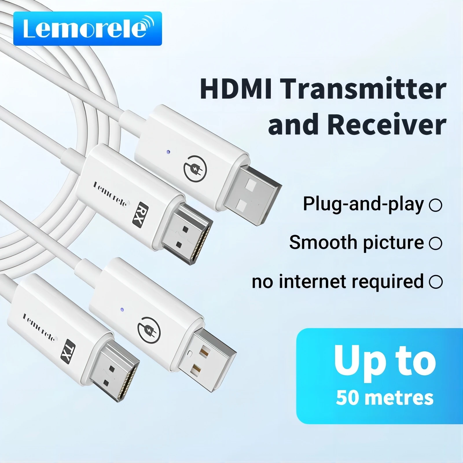 Lemorele P10 Hdmi 무선 송신기 및 수신기 1080P60Hz HDMI 익스텐더 키트 TV 카메라 용 50M 디스플레이 동 57,220원
