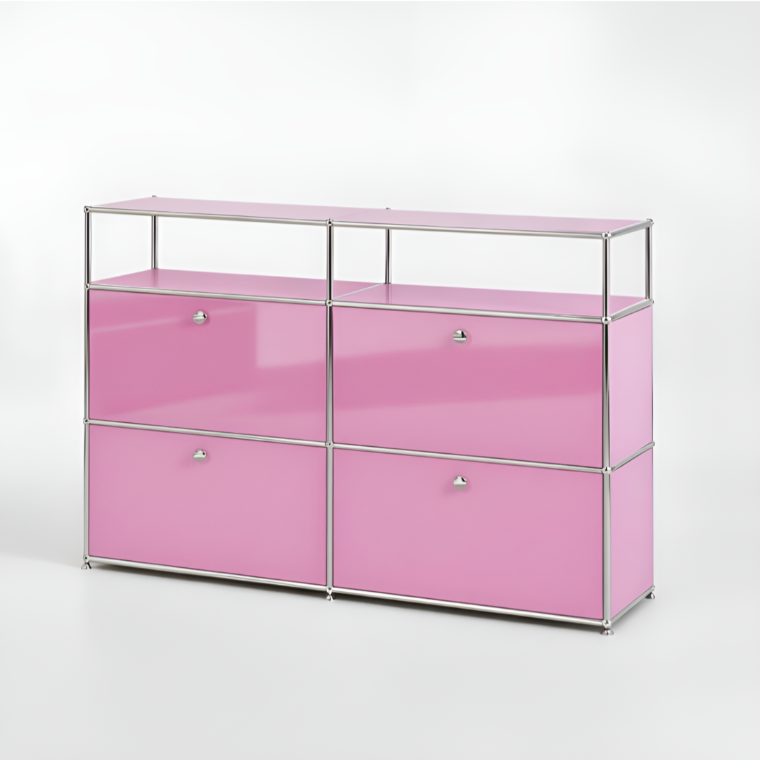 미드퍼 하이 더블2단 철제 미드센츄리 모듈 수납장 1500x400x990, 2단, 핑크 799,000원