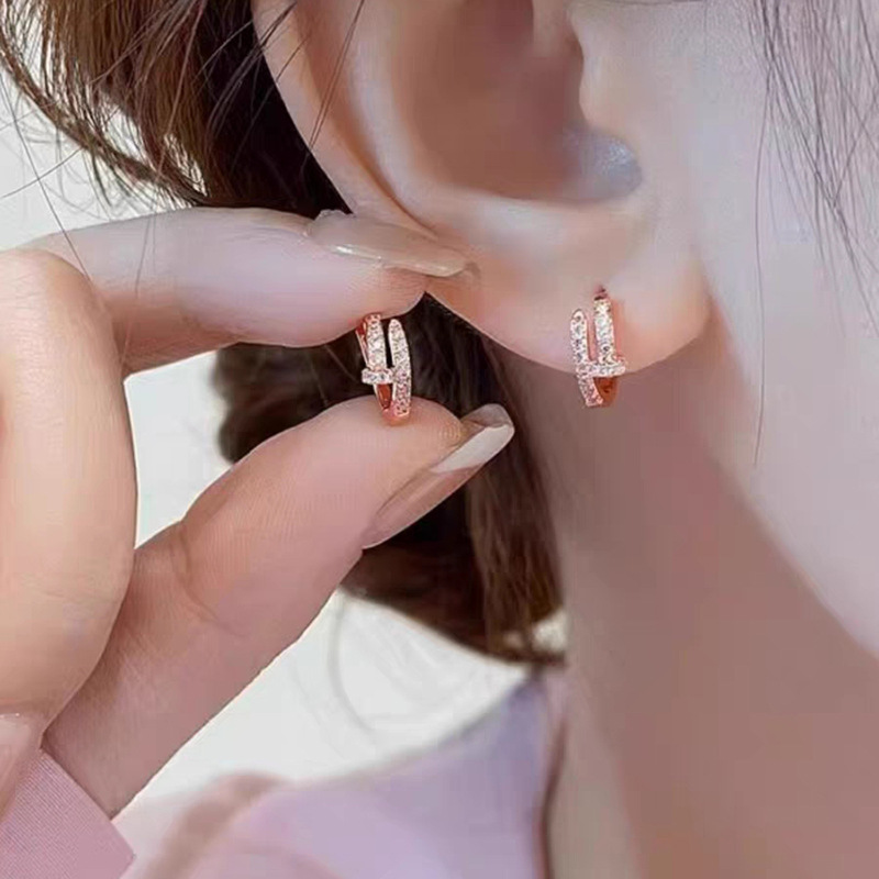 style dr 여성용 14k 도금 로즈 골드 데일리 미니 링 원터치 귀걸이 30,500원