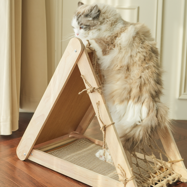 프레이즈펫 삼각 스크래쳐 - 반영구 대형 매트 리필 교체 가능 수직 평판 고양이 정글, 1개, 원목 33,000원