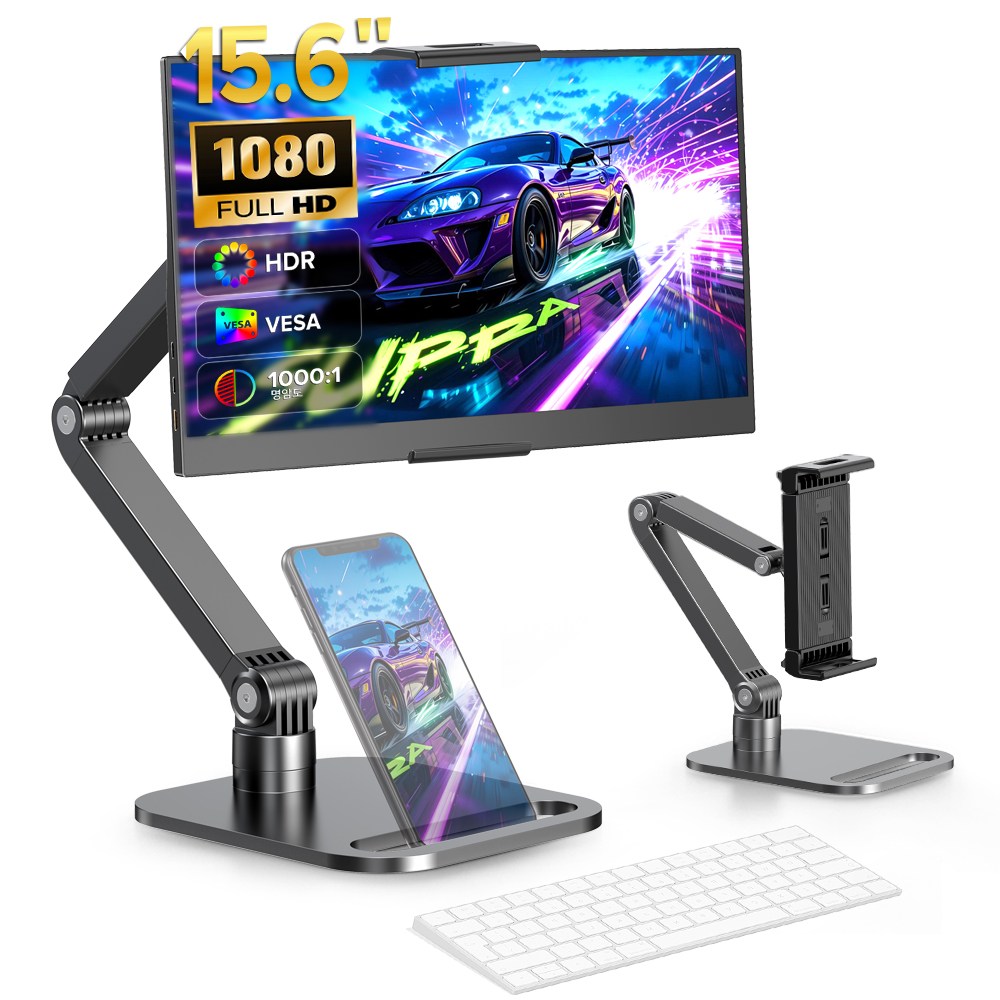 에비크 15.6인치 FHD DEX 휴대용 초경량 포터블 모니터 IPS HDR, 39.62cm, 블랙-거치대 179,000원