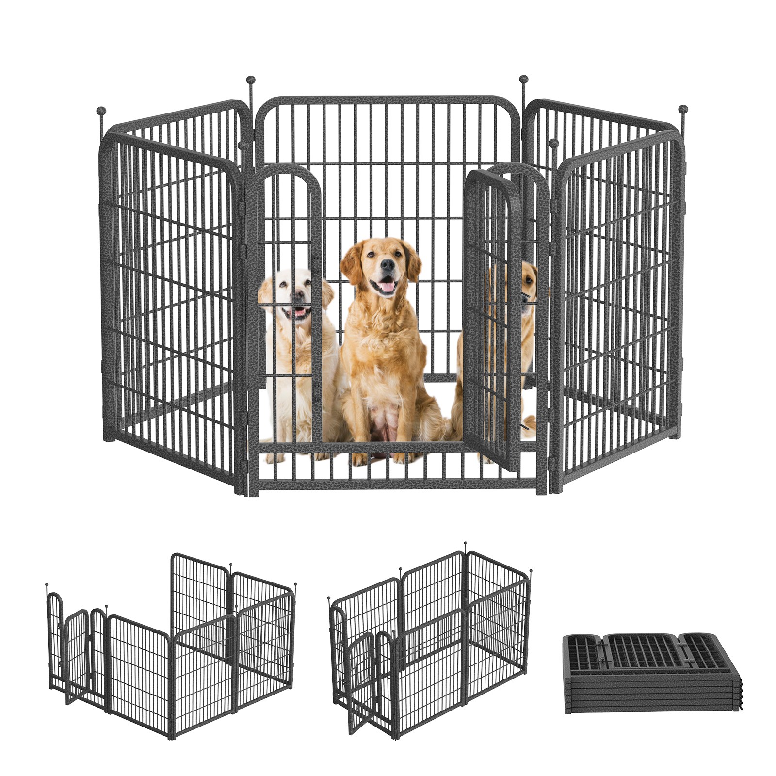 강아지 울타리 펜스 설치 쉽고 단단하고 펫 서클 DIY 레이아웃 자유 배변 훈련 탈출 방지 독립형 케이지 강아지용 소형/중형/대형견 펫 용품, 1개, 실버블랙 69,000원