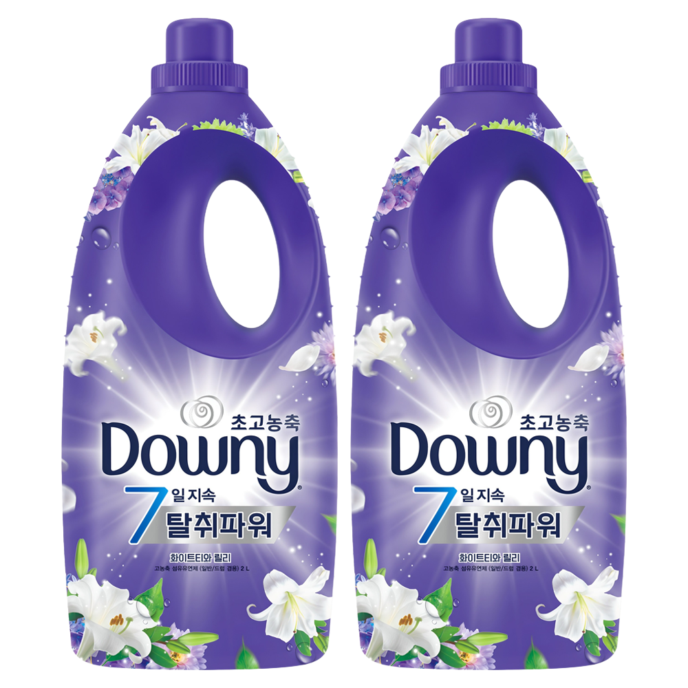 다우니 초고농축 7일 지속 탈취파워 섬유유연제 화이트티와 릴리 본품, 2L, 2개 19,500원
