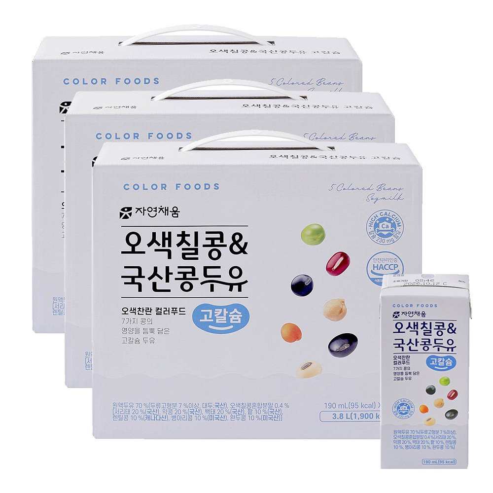 자연채움 오색칠콩 국산콩두유 고칼슘 190ml, 190ml, 60개 32,900원