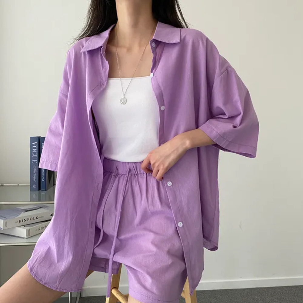 더시럽 여성용 간편한 데일리 셔츠 반바지 투피스 30,750원