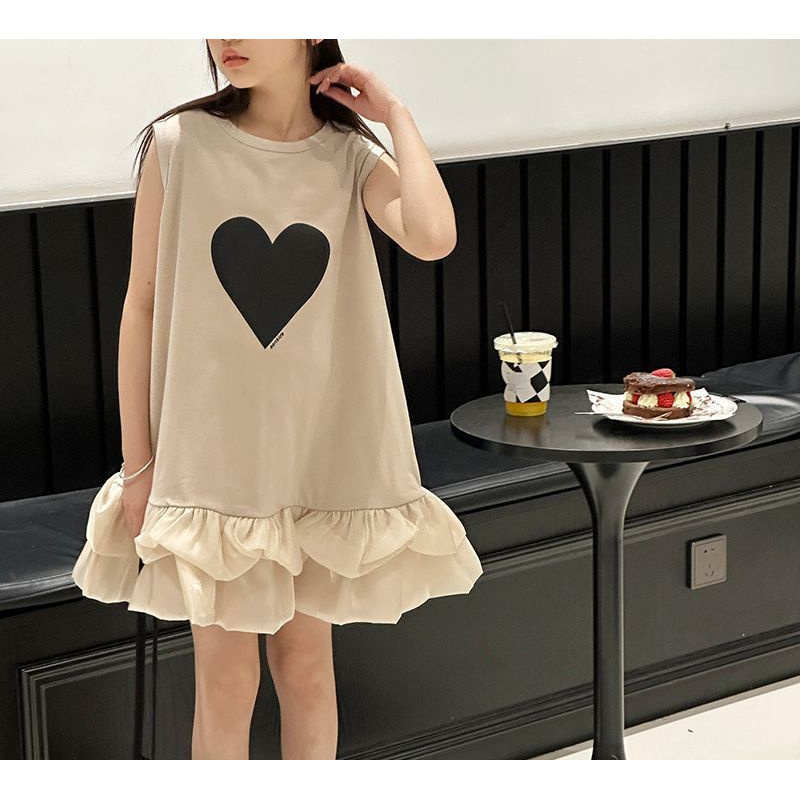 해피유통  여아 여름 민소매 하트 패턴 원피스 튤 스커트 디자인디자인14세 이상 24,550원