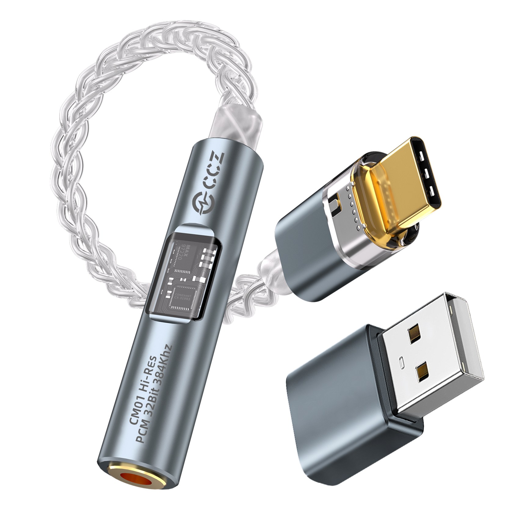 Keephifi CCZ CM01 C타입 듀얼 칩셋 DAC 꼬다리덱 CX31993 이어폰 젠더, 실버 23,000원