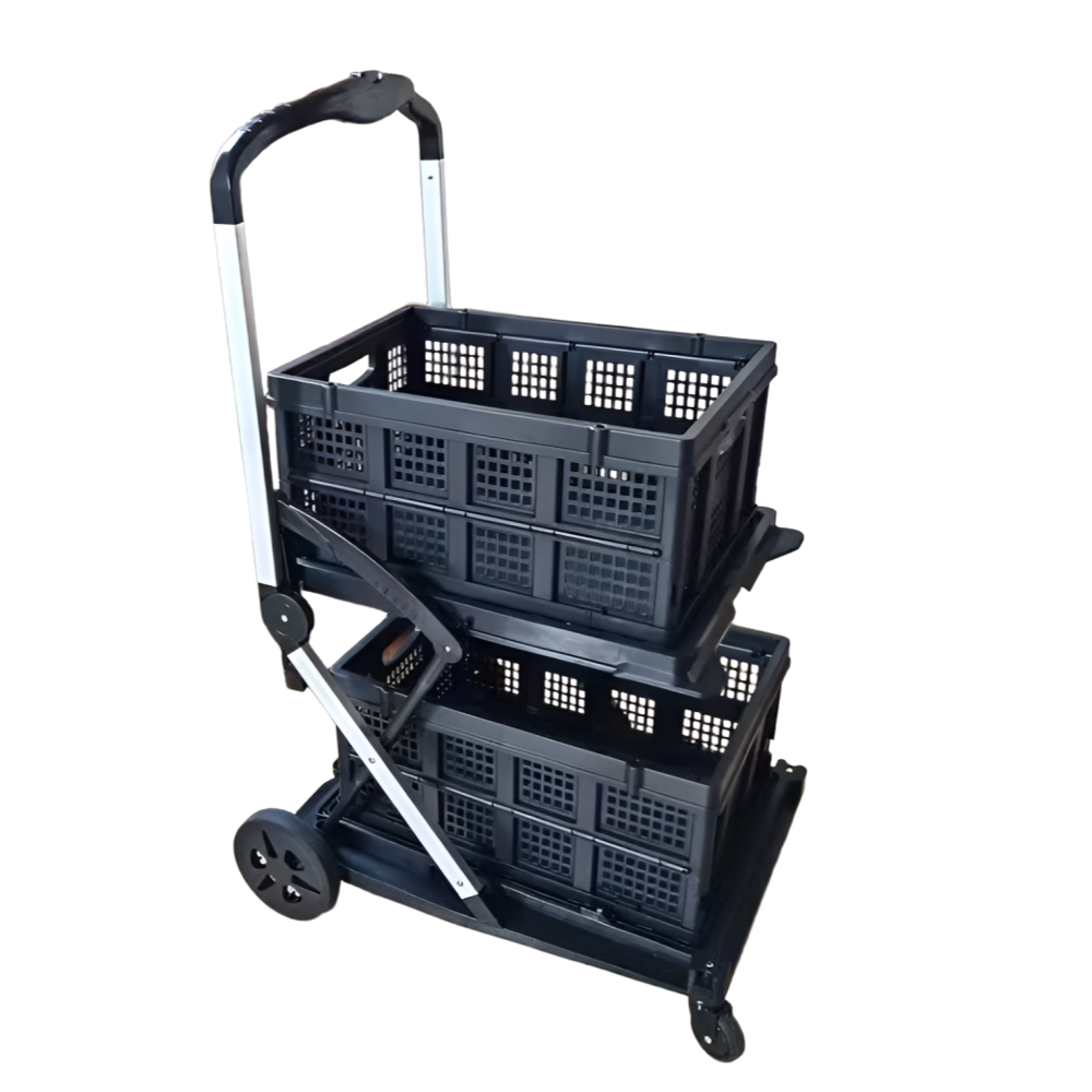 끌다 2단 접이식 쇼핑카트 다용도 핸드카트 트롤리 손수레 대형바구니 폴딩박스 접이식 트롤리, 블랙, 1세트 309,000원