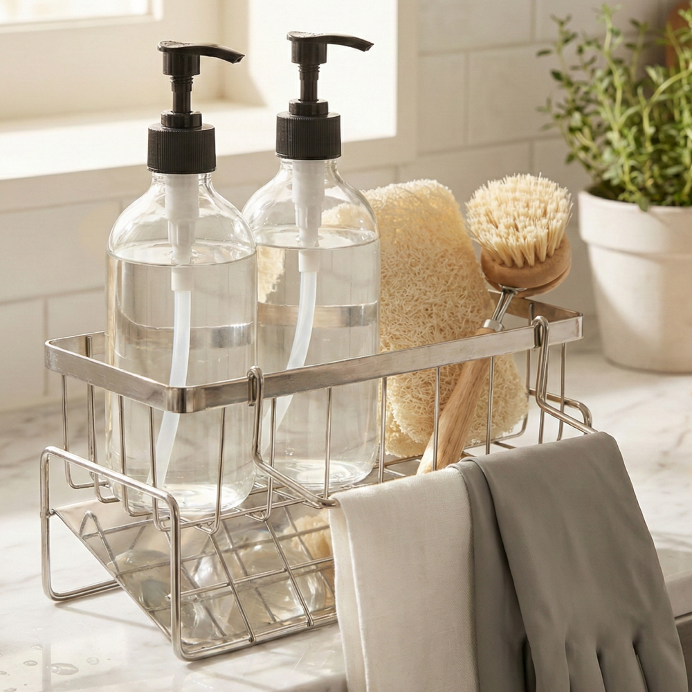 스테니아 자동 물빠짐 싱크대 수세미거치대, 1개, 실버 9,450원