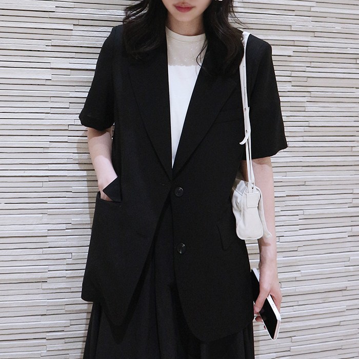 (국내 자체 제작)(당일 발송) 투버튼 반팔 자켓 (10color) 42,800원