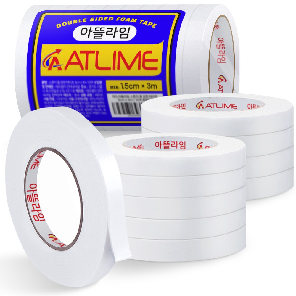 아뜰라임 다용도 스폰지 초강력 접착 폼 양면 테이프 1.5cm x 3m, 10개, 혼합색상 17,480원