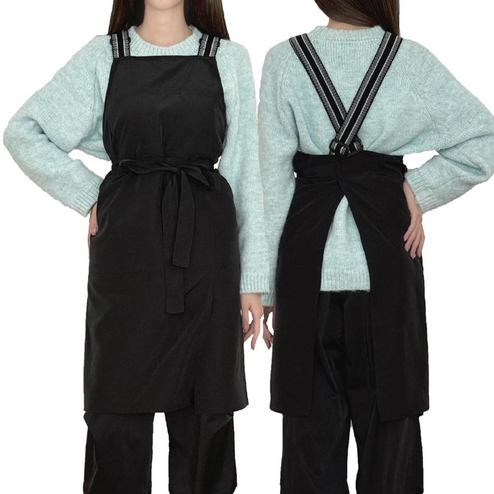 헤어베스트 도트끈 미디 트임 에이프런 앞치마 작업복 HBLN6714 블랙 35,000원