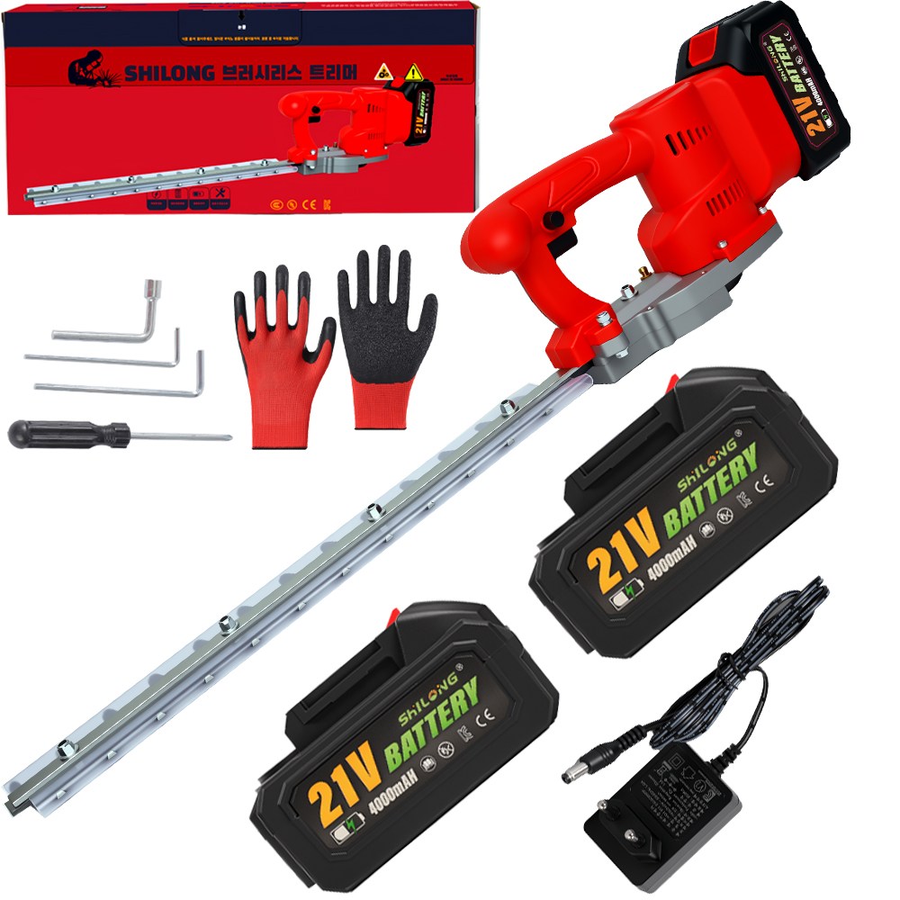 SHILONG 충전 전정기 헤지 트리머 양날 브러시리스 트리머 전기 잡초 트리머, 1세트 159,900원