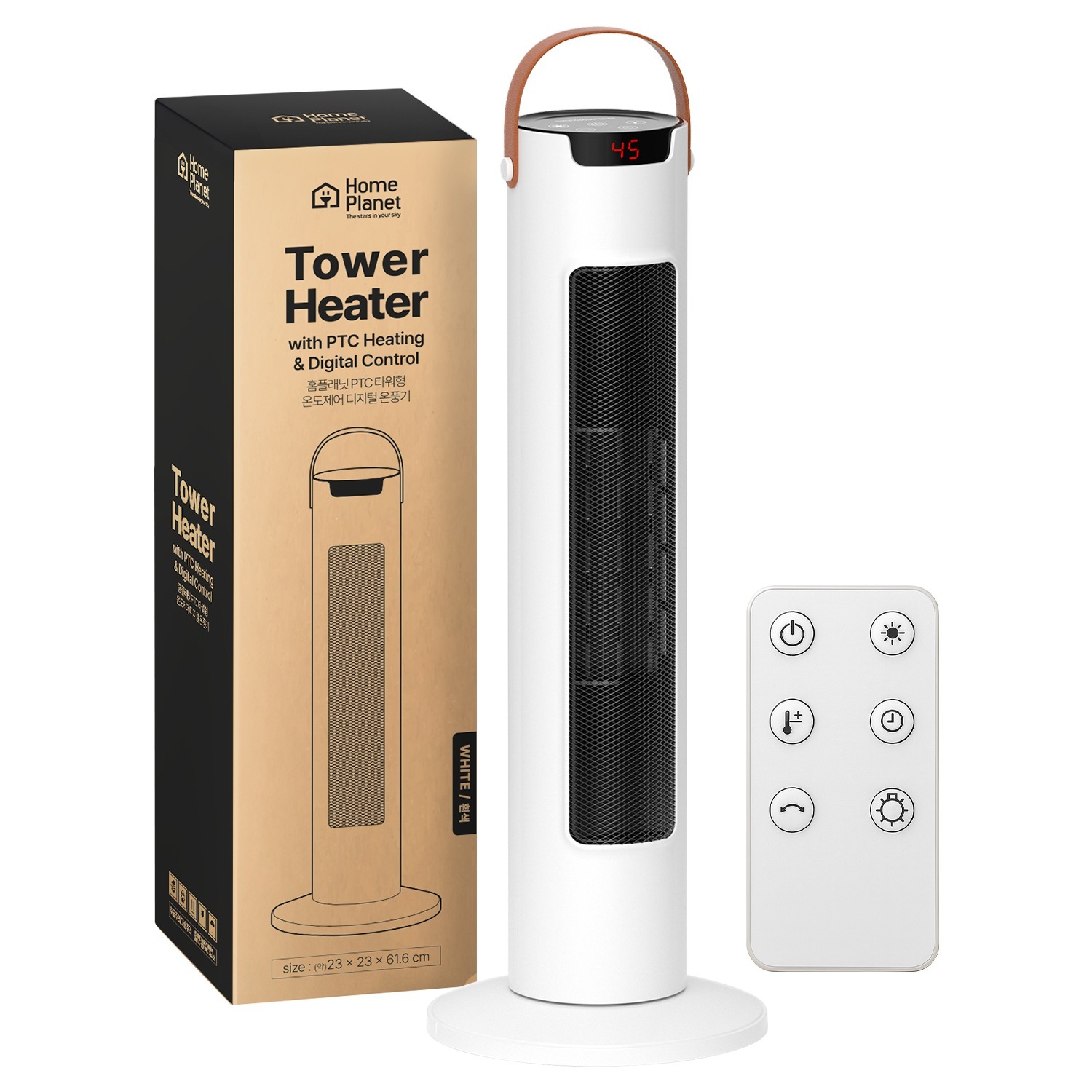 홈플래닛 PTC 타워형 온도제어 디지털 타입 리모컨 온풍기 34,990원