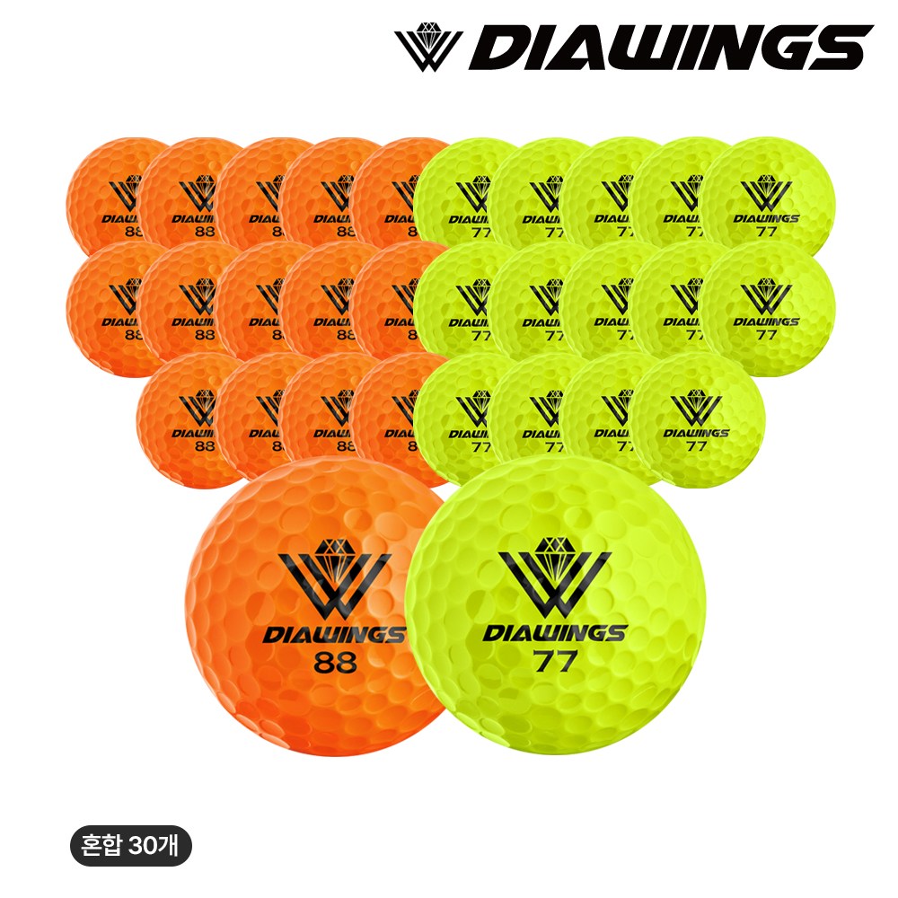 다이아윙스 혼합 골프공 (벌크팩), 1세트, 30개입, M5 오렌지(유광) 15개+M5 옐로우(유광) 15개 63,000원