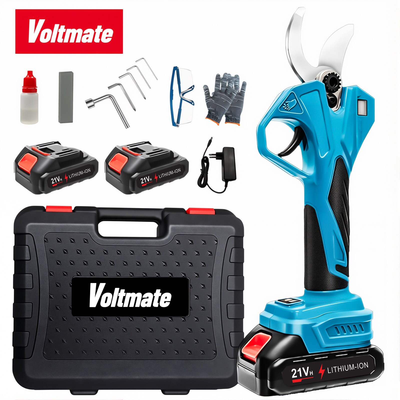 [국내발송] VoltMate 대한 토종 브랜드 최신형무선 21V BLDC 전지가위 전동가위 35mm LED전원디스플 전력량 표시 2000mAh 배터리 2개 풀옵션세트 73,850원