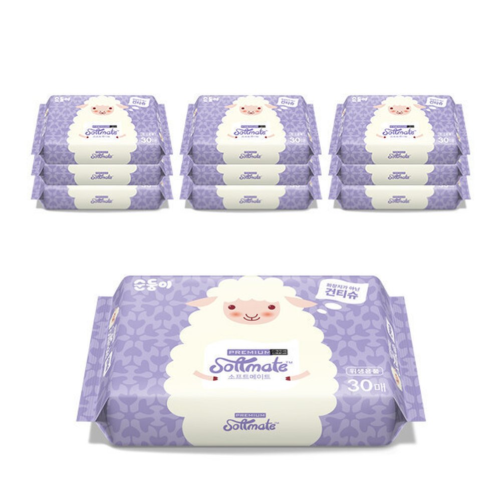 소프트메이트 건티슈 프리미엄 휴대용 30매 10팩 생분해원단 레이온100% 18,640원