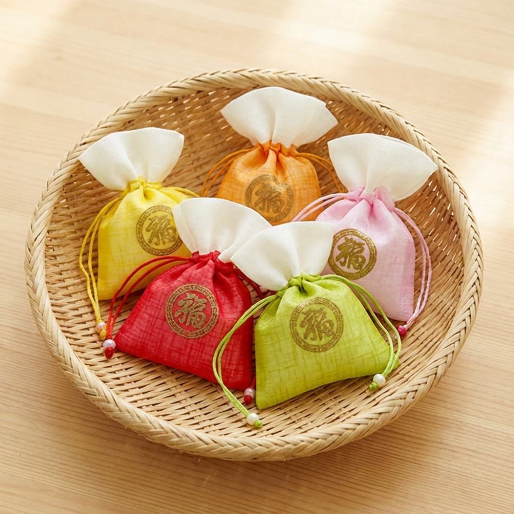 전통 복주머니 모시 자수 파우치 가방 5p세트 12,600원