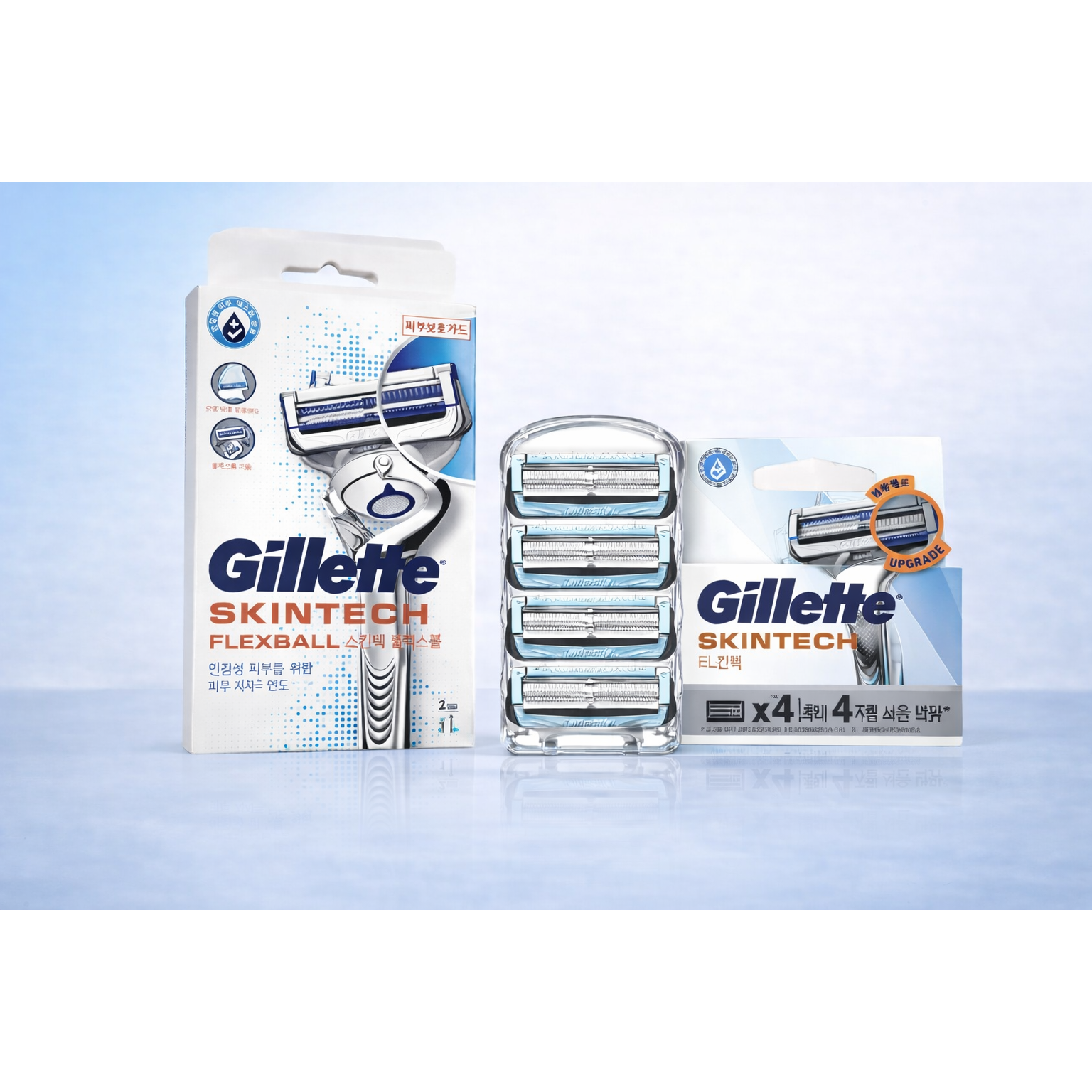 질레트 스킨텍 플렉스볼 면도기 + 면도날 카트리지(4개입) 세트 / 민감성피부용, 1개, 면도기(날 2개입) + 면도날 (4개입) 62,800원