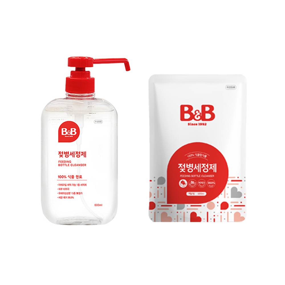 비앤비 젖병세정제 액상형 용기 600ml+리필500ml 무료배송 10,900원