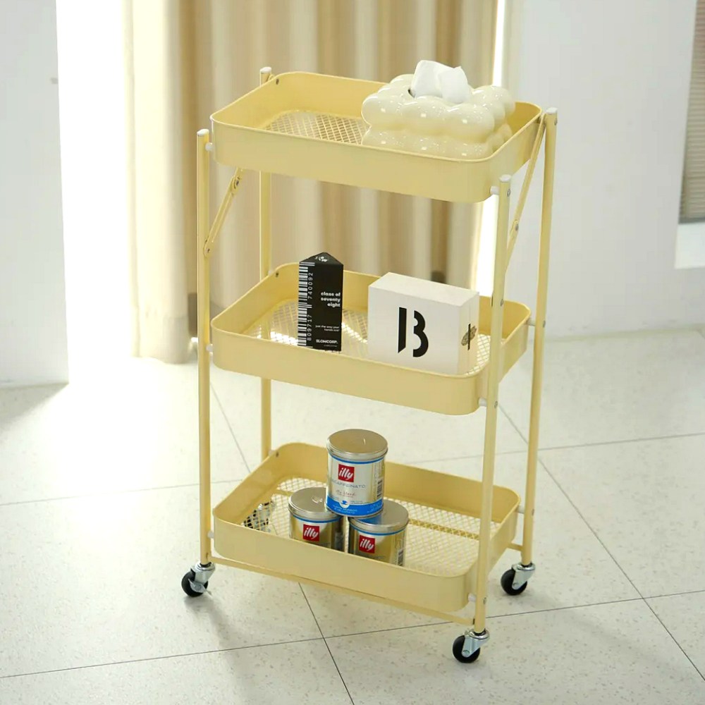 조립없이 바로쓰는 비아베네또 접이식 3단 이동식 트롤리 선반 틈새 수납 철제 고정 바퀴 27,800원