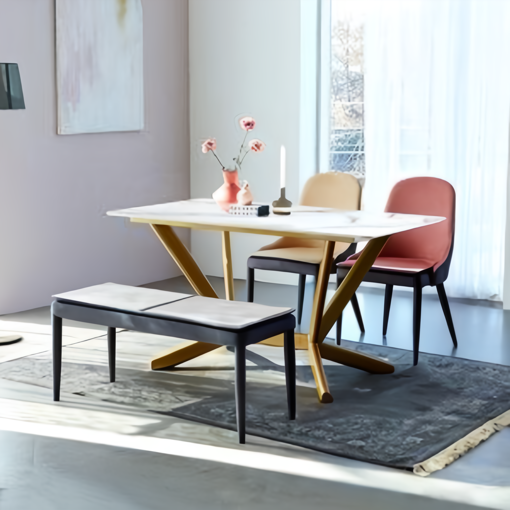 유씨엠 루고 세라믹식탁 4인세트(의자2EA+2인벤치1EA) 759,000원