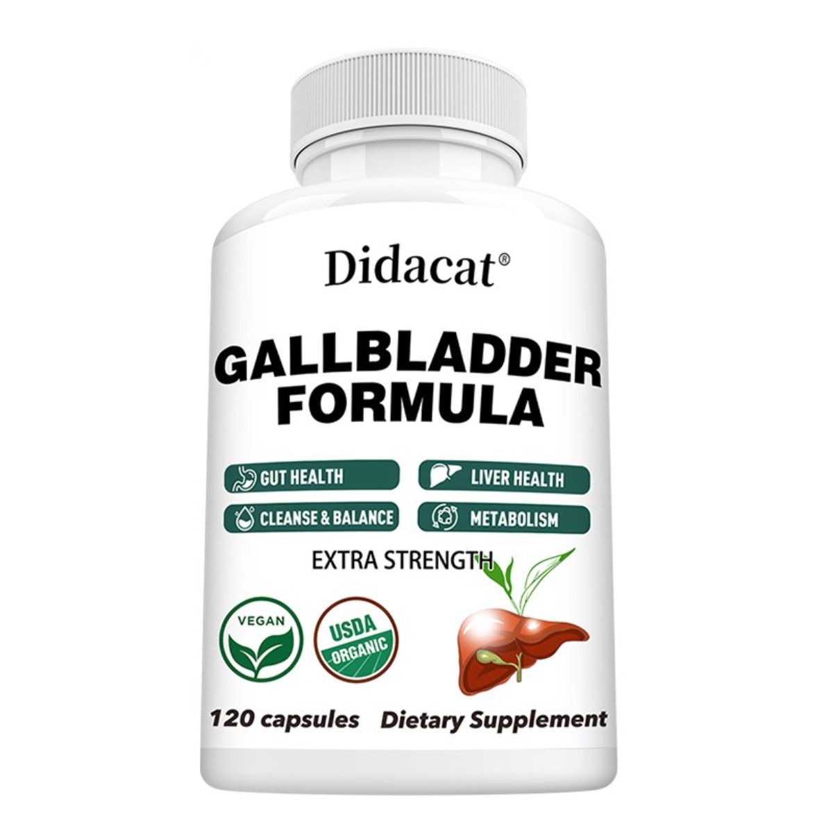 Didacat 간 캡슐 - 담낭 및 장 건강, 신진대사 지원 - 간 정화 및 해독 보조제, 1박스, 60정 18,300원