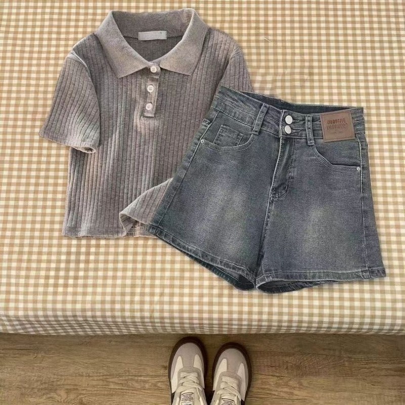 해피유통어린이 캐주얼 세트 반팔 셔츠와 청바지 반바지 귀여운 스타일14세 이상 XG03 31,420원