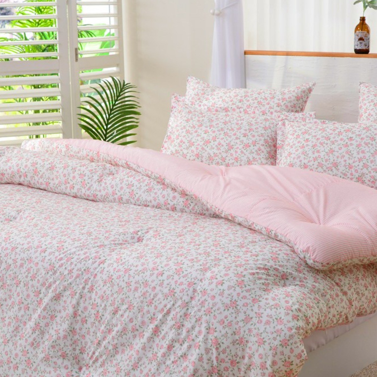 국산 리빙캐슬 로사가든 마이크로모달 차렵이불 + 베개커버 세트 73,800원