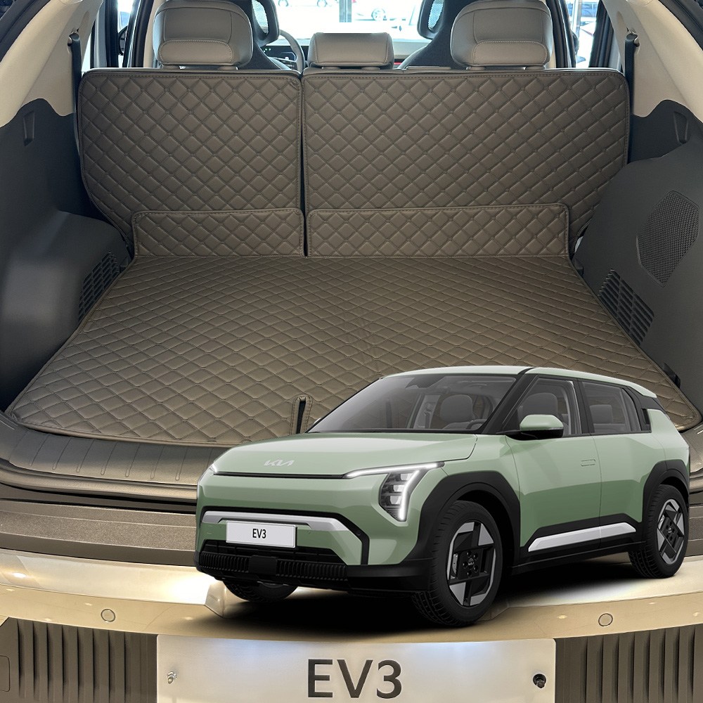 국내제작 기아 EV3 자동차 트렁크매트 + 2열등받이 입체퀼팅 가죽매트, 토프 43,900원