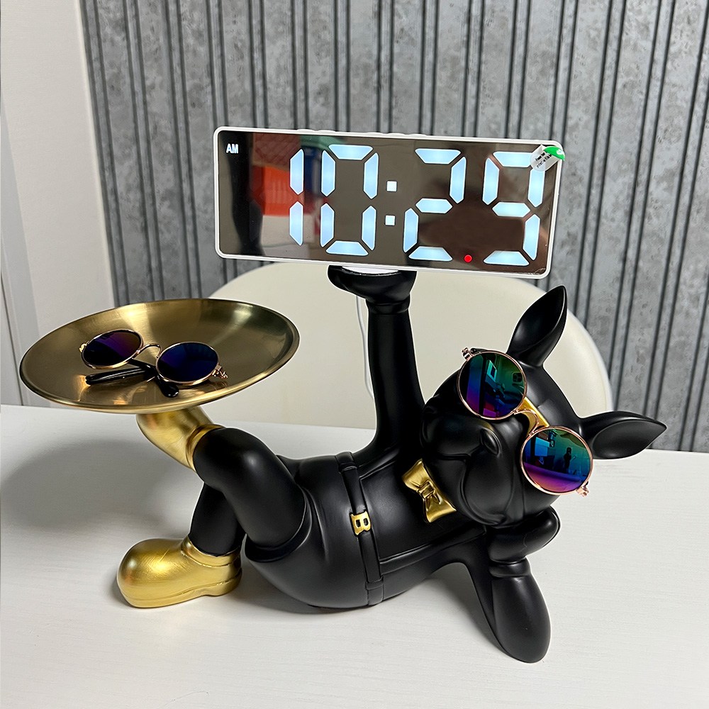플랜와이 불독 LED 시계 인테리어 트레이 악세사리 소품 보관함 집들이 선물 26,700원