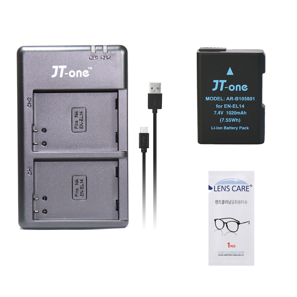 니콘 EN-EL14 EL14a 2구 호환 충전기 + 호환 배터리 1개 + 티슈 D3100 D3200 D3300 D3400 D3500 26,800원