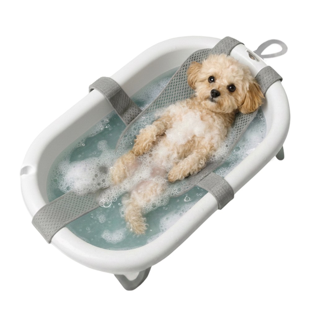 HEYMUNG 강아지 욕조 접이식 해먹형 목욕통 소형견 스파, 밀크그레이, 1개 43,000원